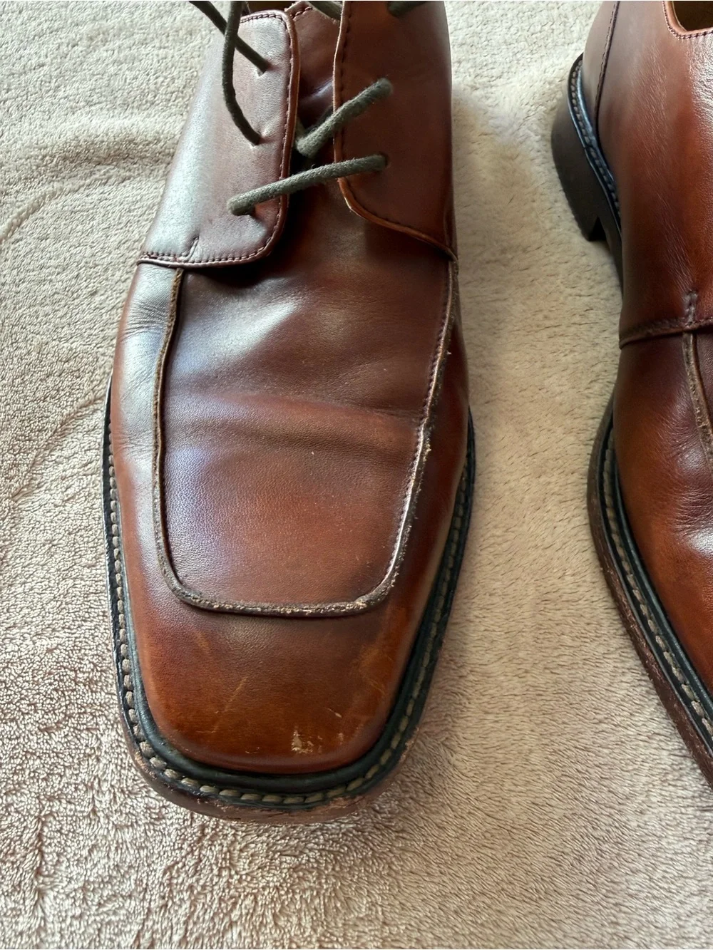 Pronto Uomo Brown Leather Derby Dress Shoes
